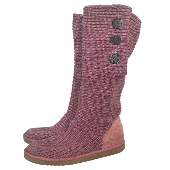 Y2K “UGG Australia” Pink Knitted Classic Cardy Button-up Boots - Picture 2 of 8